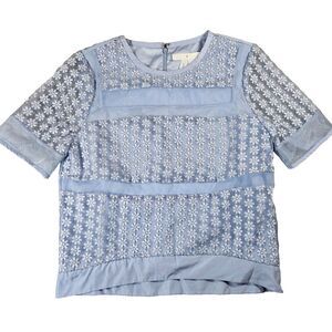 Bread n Butter City Purple‎ Women's Sz M Periwinkle Embroidered Floral Blouse